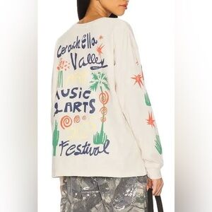 NWOT Daydreamer Coachella Collage Merch Long Sleeve Tee Dirty White Ivory L $84